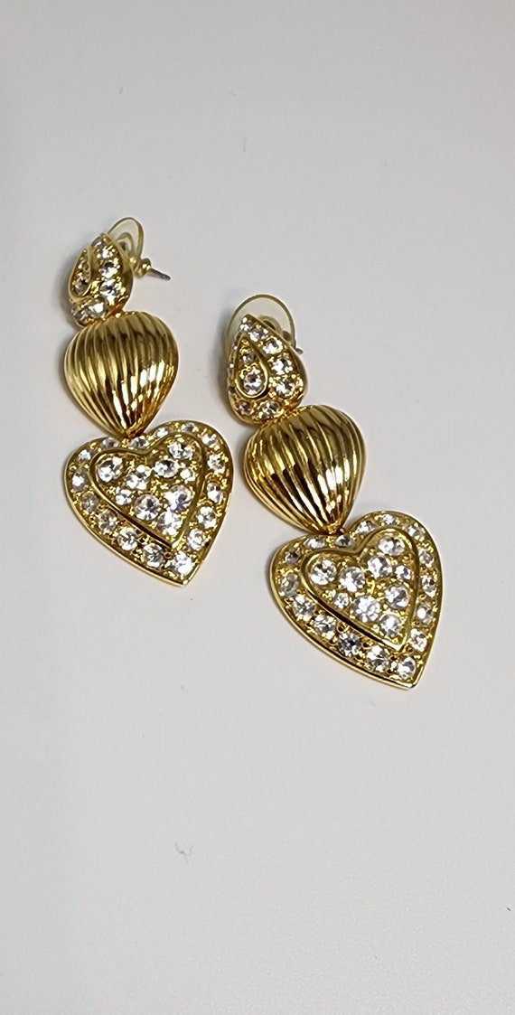 NOLAN MILLER Earrings Three Of Hearts Vintage Jewe