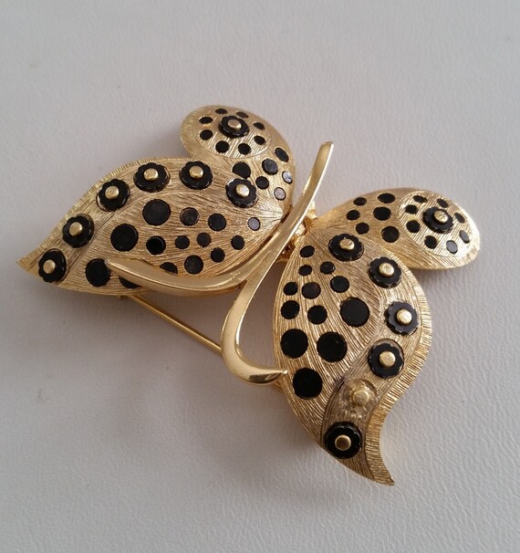 Broche Papillon Vintage En émail Bicolore Orena Paris - Très Bon état