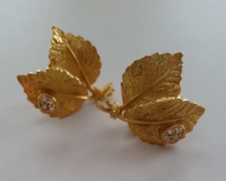 Stunning HATTIE CARNEGIE Signed Bright Golden Leaves Crystal Rhinestone Earrings~Authentic Collectible Designer~Vintage Costume Jewelry Gift