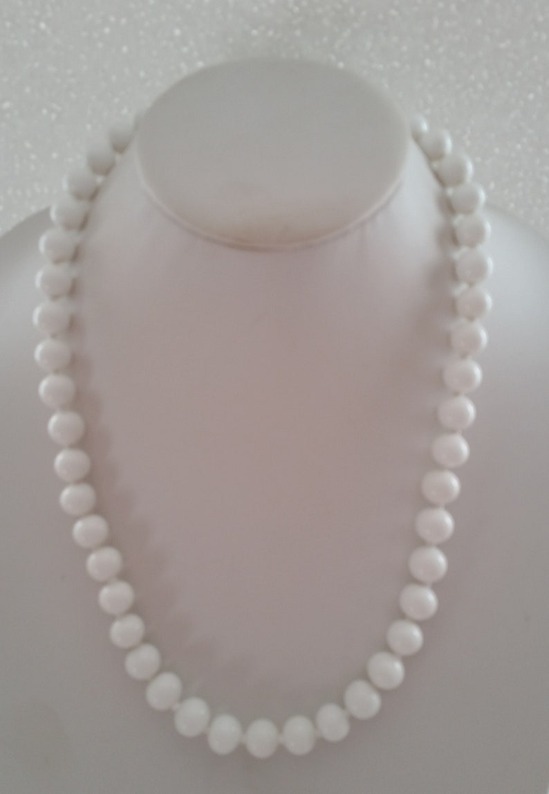 Marvelous Mid Century MIRIAM HASKELL Milk Glass Necklace~24 Inch White Glass Beads~Signed Collectible Designer~Vintage Costume Jewelry