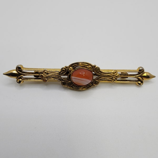 ORIGINAL BY ROBERT Bar Pin Brooch Vintage Jewelry Lover Gift Agate Glass Stone Authentic Collectible Designer Vintage Jewelry Gift For Her