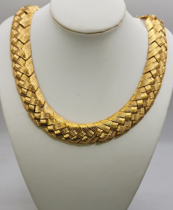 NAPIER Choker Necklace Gorgeous Golden Basket Wea… - image 8
