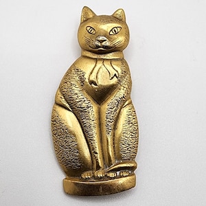 Puuurfectly Pretty DANFORTH PEWTER Kitty Cat Brooch Pewter In Gold Tone Cat Lover Gift Authentic Collectible Vintage Cat Jewelry Present