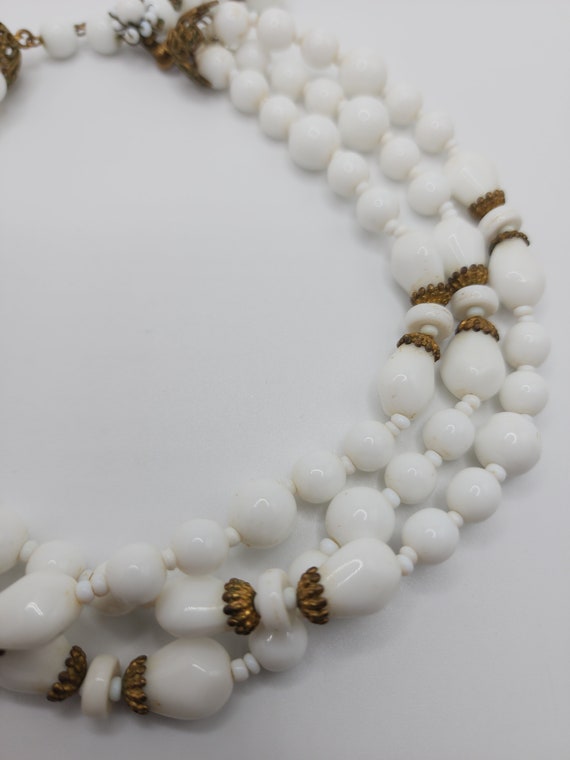MIRIAM HASKELL Mid Century Milk Glass Necklace Ic… - image 7