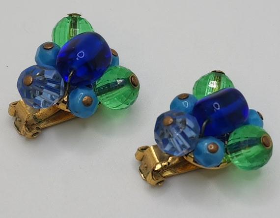 HATTIE CARNEGIE Earrings Blue Green Beaded Gorgeo… - image 5