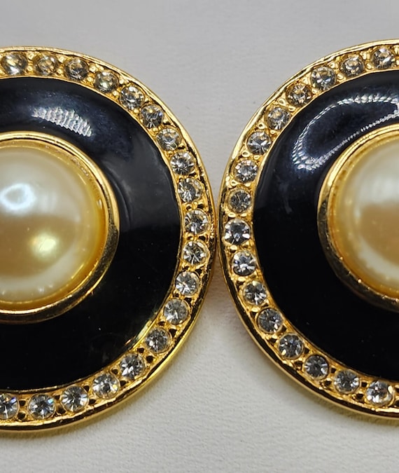 Striking Statement Earrings 1970's Large Black En… - image 10
