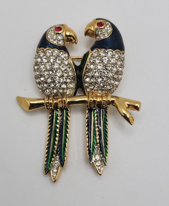 D'ORLAN Parrot Pair Brooch Stunning Vintage Jewel… - image 9