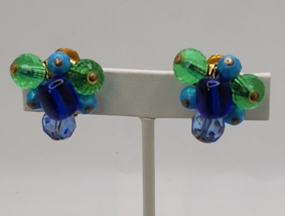 HATTIE CARNEGIE Earrings Blue Green Beaded Gorgeo… - image 8