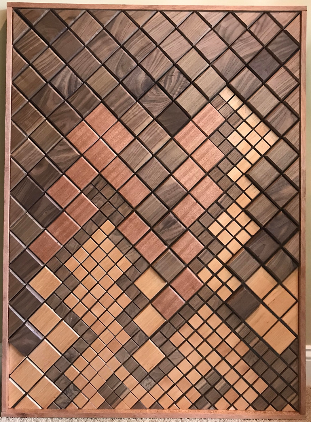 Wood Mosaic Wall Art Etsy