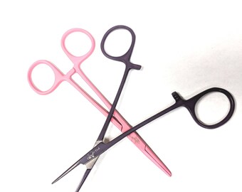 Hemostats in pink or purple. For vet tech nurse veterinary technician gift