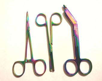 Rainbow titanium treated bandage scissor by vettechstuff for veterinary technician vet tech vet nurse  5.5"