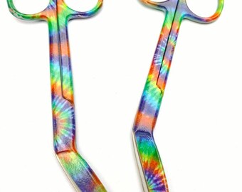 Tie dye paper coated vet tech veterinary technician bandage scissors for vet nurse or vet tech gift