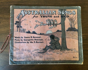 1924, Vintage Australian Song Book with Full-Page Illustrations