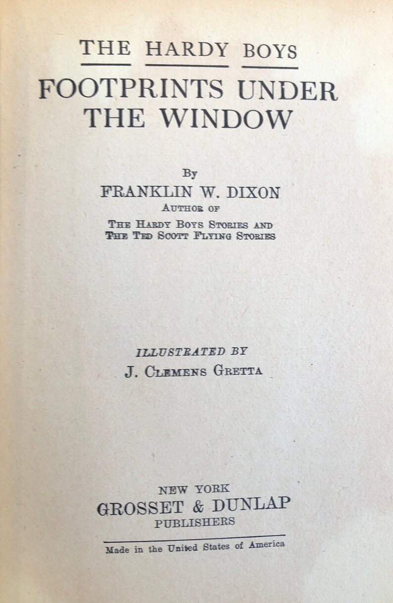 1933 the Hardy Boys Footprints Under the Window by Franklin Etsy