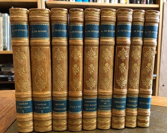 Oeuvres completes d'Alfred de Musset, Complete Set in Nine Volumes, French Text
