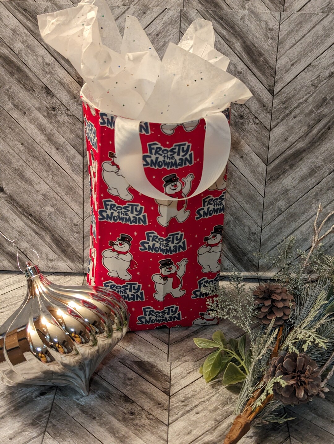 100 Reusable Eco Friendly Fabric Gift Bagchristmasfrosty Etsy
