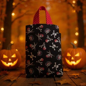 Pirate-Themed Cotton Fabric Gift Bag – Handmade & Reusable