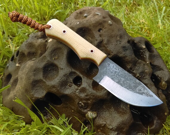 Forged Hunting Knife burlap micarta handles