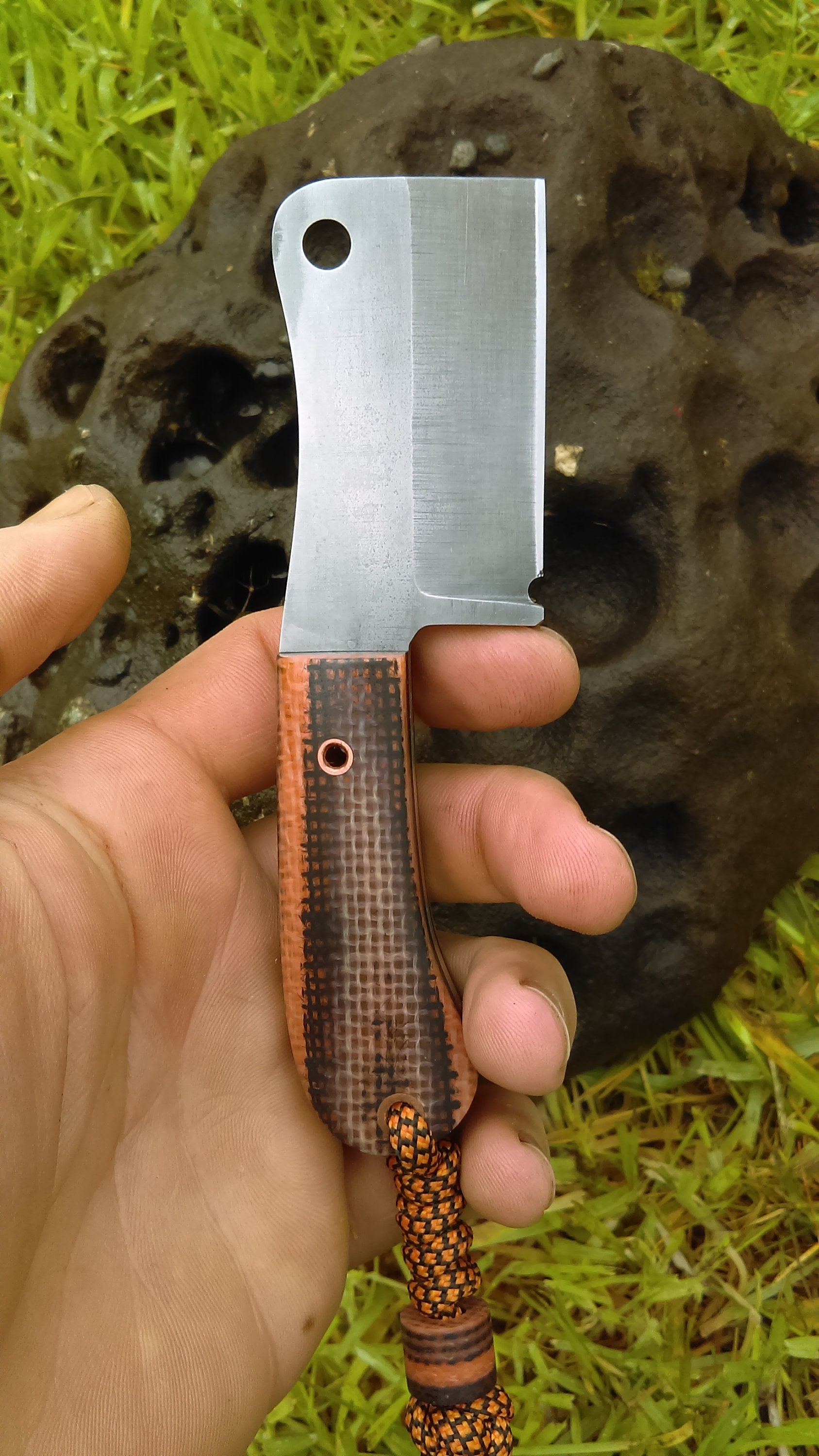 Mini EDC Cleaver with bead /handmade knife /survival knife /custom