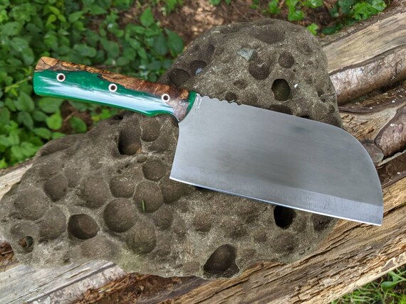 Serbian Chefs Knife with hybrid wood handle. kitchen cleaver, custom cutlery, handmade chef knife, serbian knife