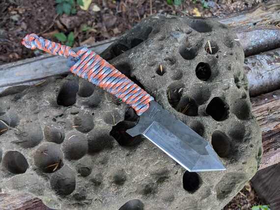 Handmade EDC Tanto knife with paracord wrap