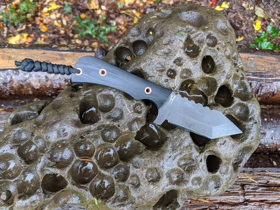 EDC Tanto knife. Custom handmade fixed blade knife.