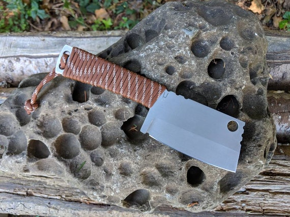 Mid size stainless EDC Cleaver. AEB-L custom handmade fixed blade bushcraft chopper