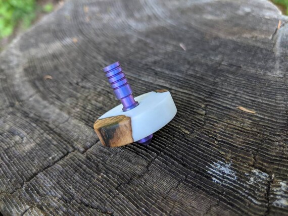 Titanium and hybrid wood top. / Mini top / spinning top / pocket top / edc top