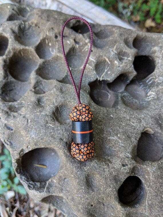 Ebony and G10 bead lanyard /paracord bead/zipper pull /knife lanyard /wood bead / wood zipper pull /knife bead /ebony wood bead