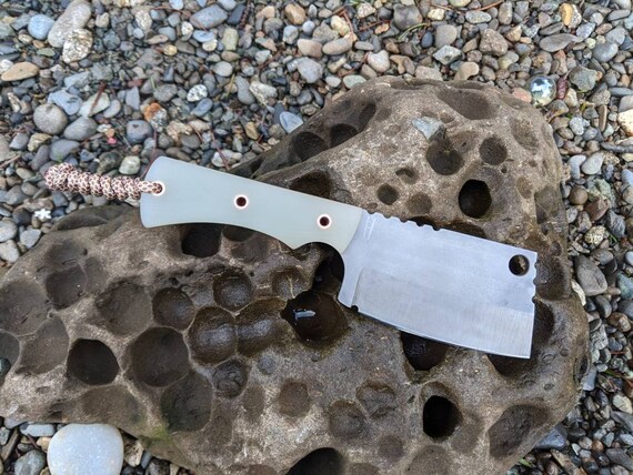 Mid size EDC Cleaver. Custom handmade fixed blade bushcraft chopper