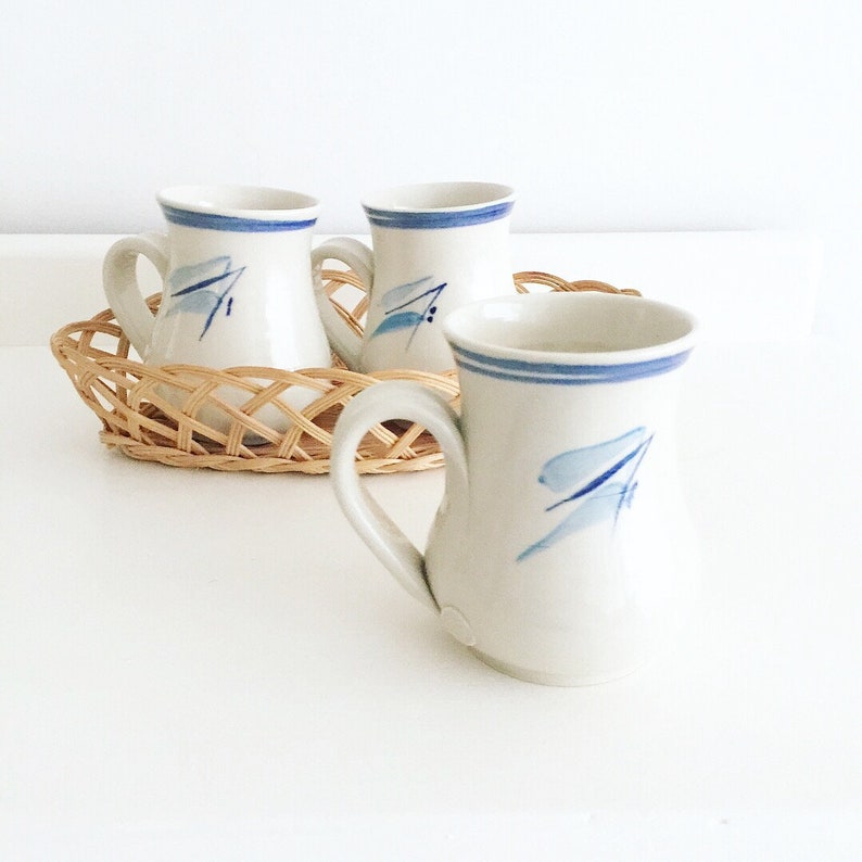 Fresh Blue Trio of Pottery Hug Mugs image 1