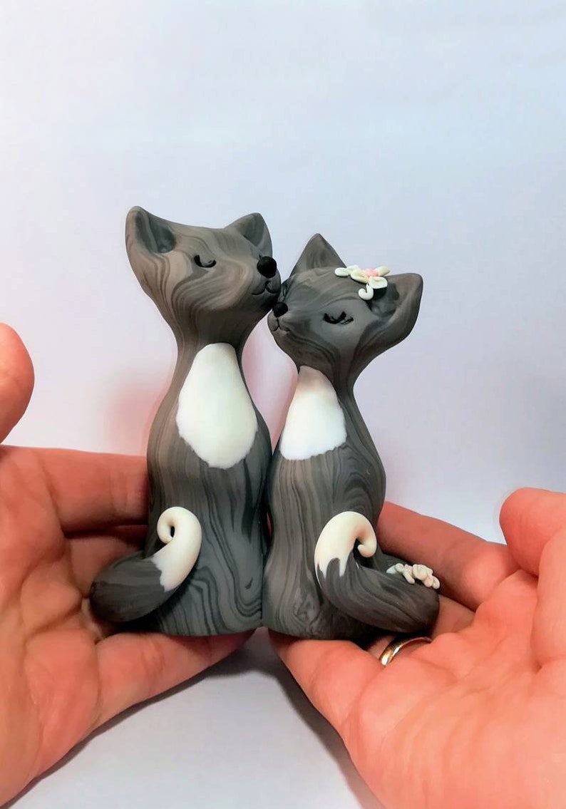 Wolf cake topper wedding figurine wolves love clay cake | Etsy