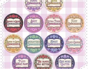 Fanfic & Bookish Trope Buttons/Stickers