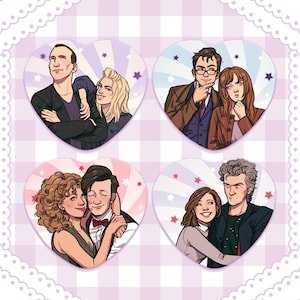 Doctor Who Heart Buttons/Stickers