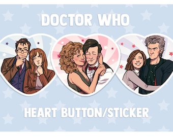 Doctor Who Heart Buttons/Stickers
