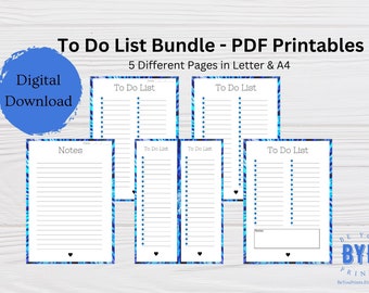 To Do List Digital, To Do List Notebook, Digital Download, Daily To Do List, Printable To Do List, Blue Tie Dye, Hippie Printable