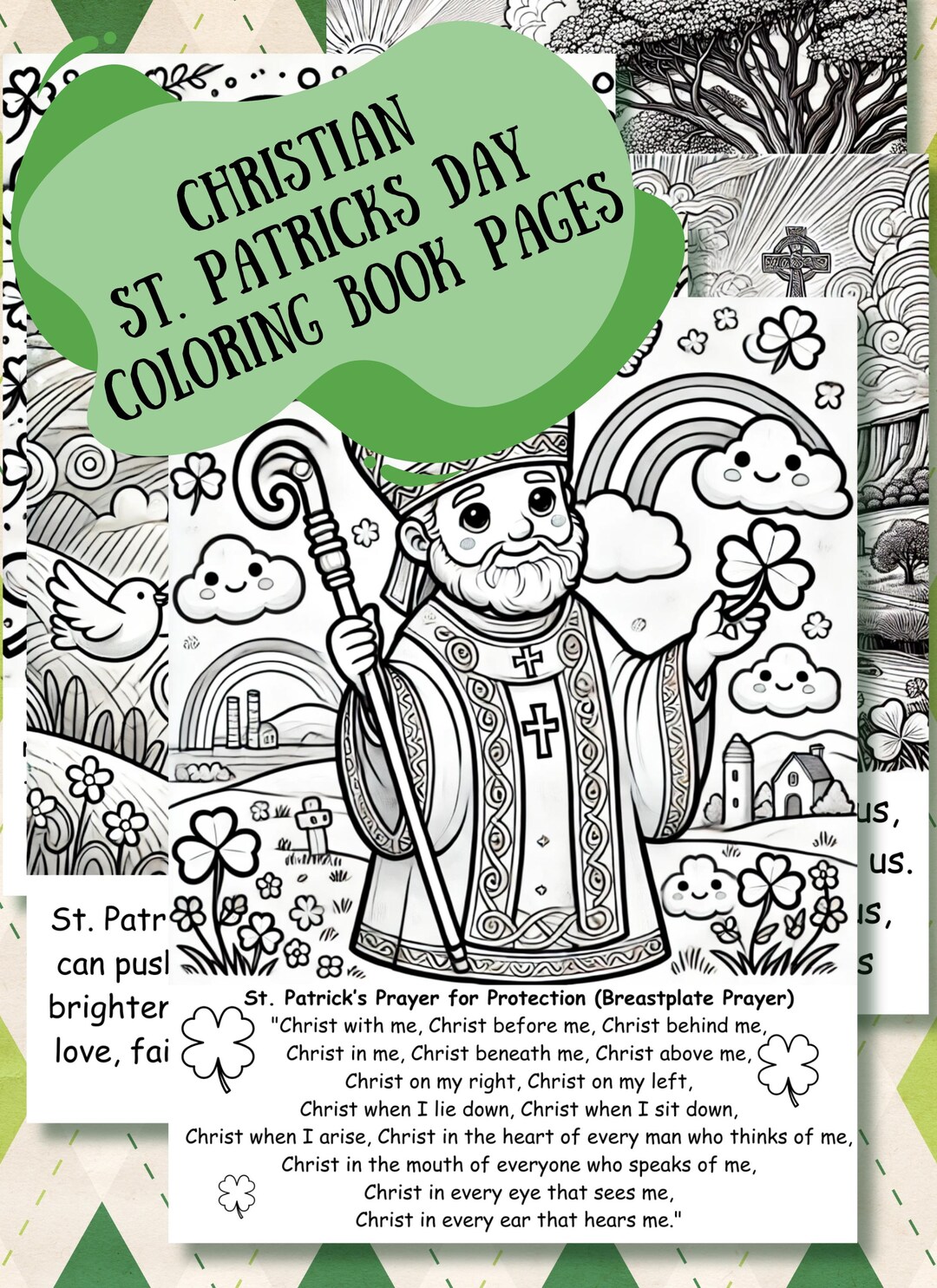 Christian St. Patrick’s Day Coloring Pages-activity for Kids, Clover Printable, Religious St ...