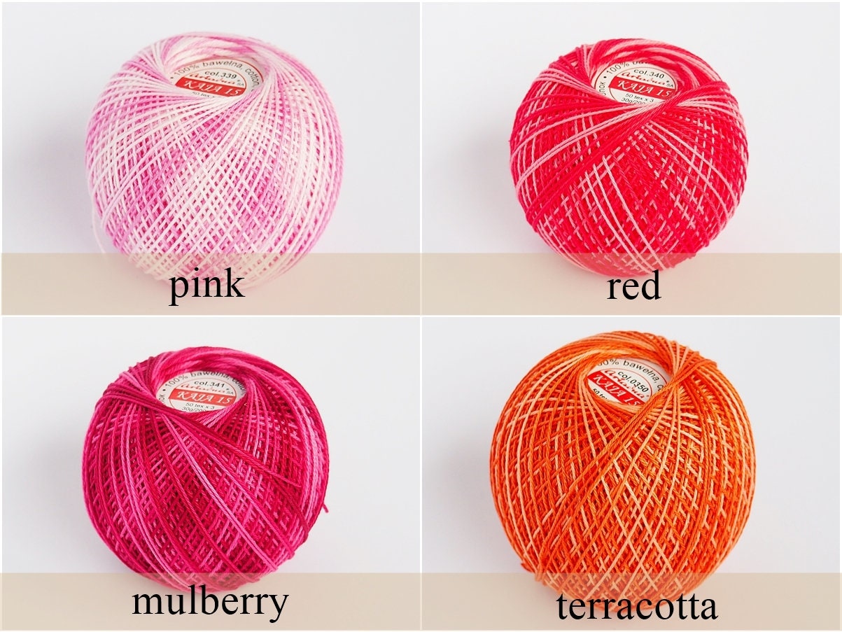 Gradient Multi Color Crochet Cotton Yarn 220yd / 200m Double Etsy