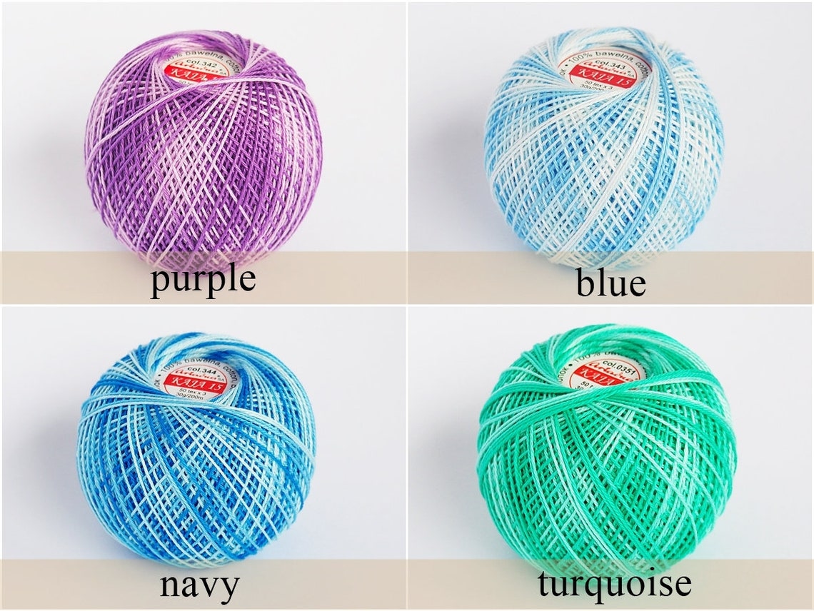 Gradient Multi Color Crochet Cotton Yarn 220yd / 200m Double Etsy