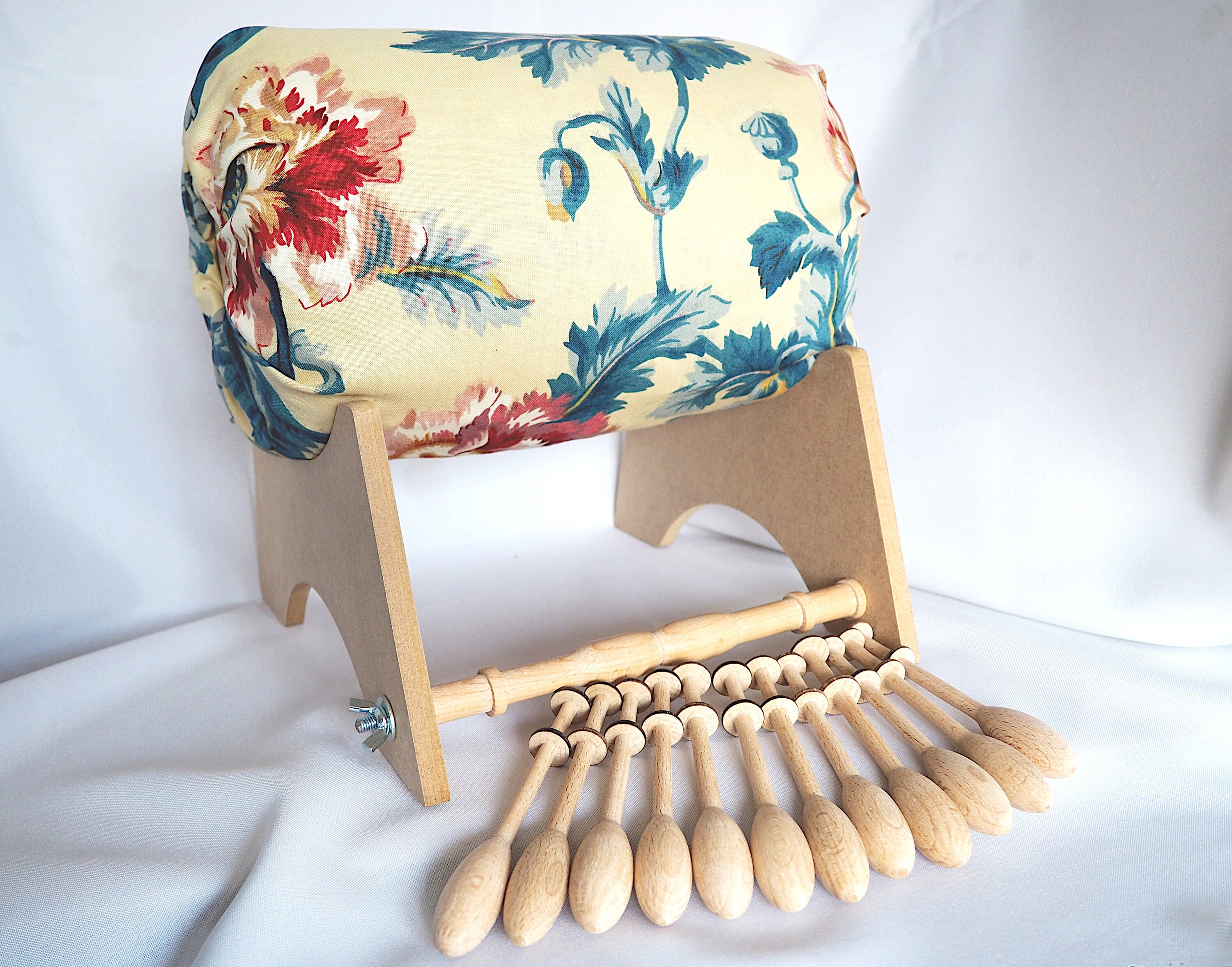Bobbin lace accessories pillow stand and 12 wooden bobbins Etsy