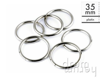 10 Metallringe O-Ringe ø 35 mm platinfarben