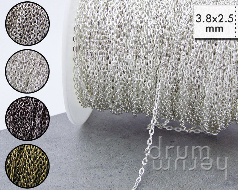 10 m chain 3.8 x 2.5 mm anchor chain sold by the meter made of iron 72 ct/meter image 1