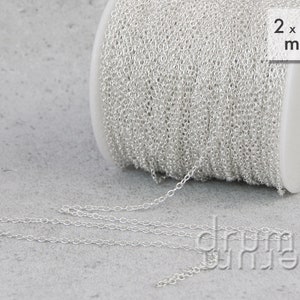 10 m dünne Kette Meterware 2 x 1,5 mm 74 ct/m 02 - silber