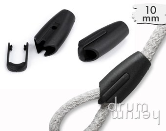 Cover for cord ends on loops ø 10 mm black plastic 10 pieces