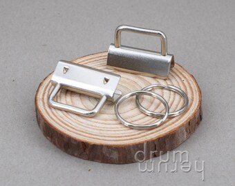 50 Schlüsselband-Rohlinge 1,25" für 30 mm Band inkl. Schlüsselring, platinfarben