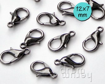 50 Karabiner für Schmuck 12 mm schwarz