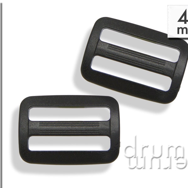Schieber 40 mm Versteller Schiebeschnalle Verschieber Regulator Kunststoff schwarz
