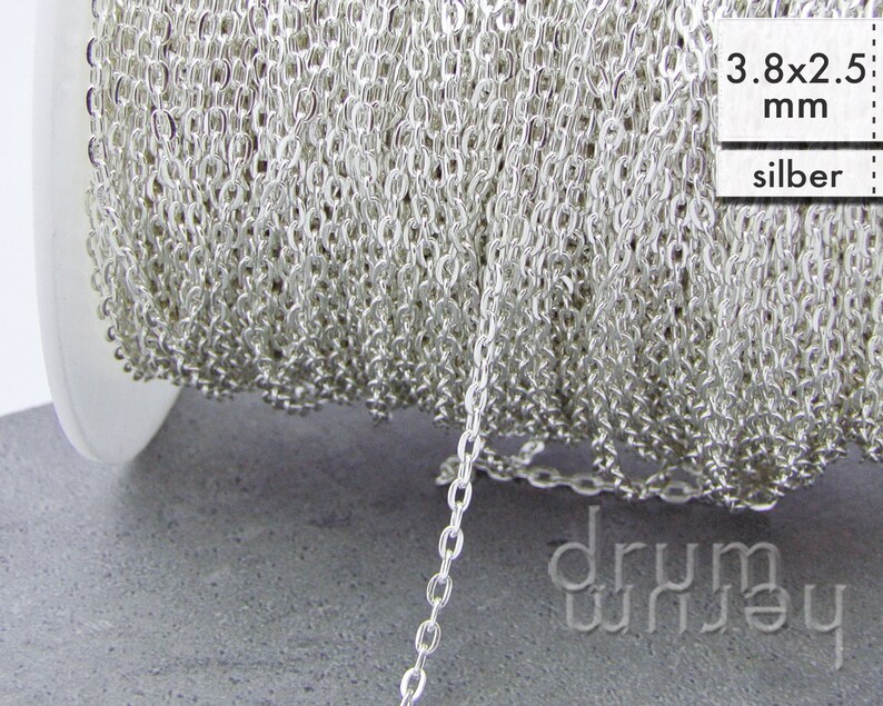 10 m chain 3.8 x 2.5 mm anchor chain sold by the meter made of iron 72 ct/meter 02 - silber