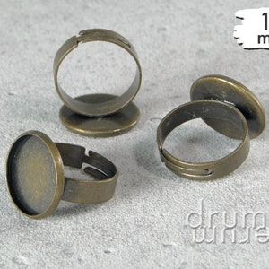 10 ring blanks 16 mm cabochon setting antique bronze image 1