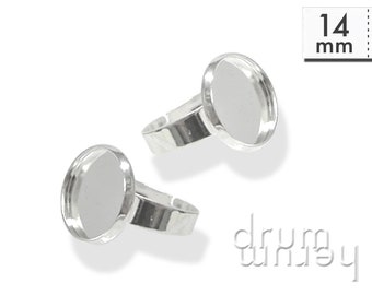 10 Ringrohlinge 14 mm Cabochon Fassung silberfarben